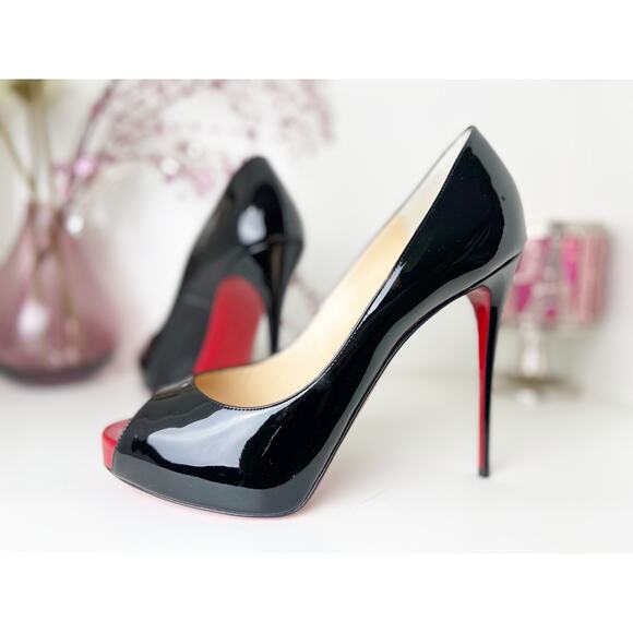 Christian Louboutin New Very Prive 120 Black Patent Leather Pumps Size 10 NWB - Picture 2 of 15